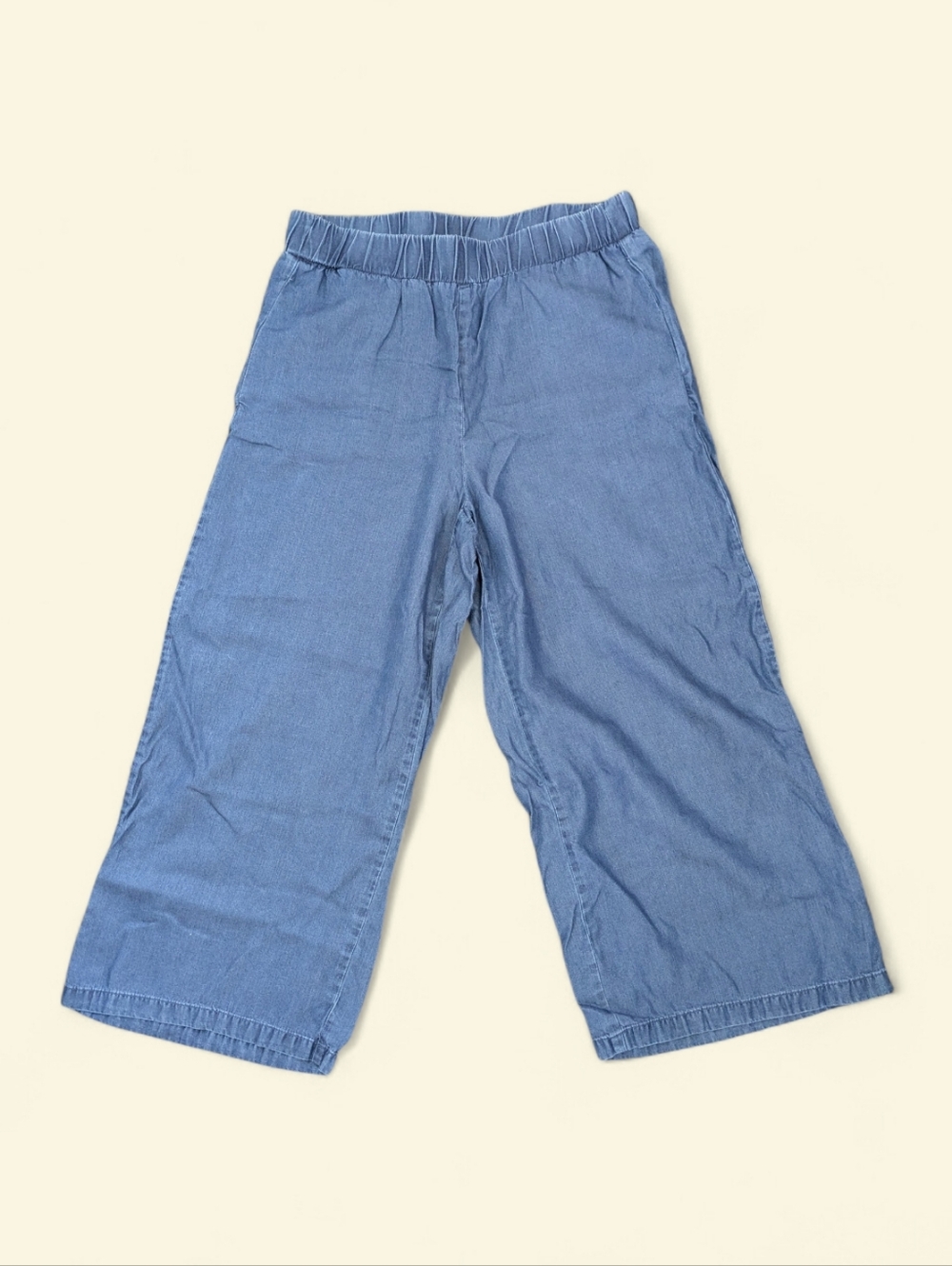 Jones New York Women's‎ Wide Leg Cropped Pants Blue Chambray S High Waisted